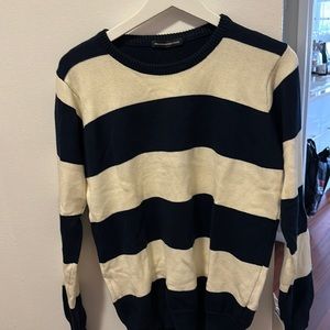 Brandy Melville Nautical Sweater, O/S, cotton, navy cream stripe